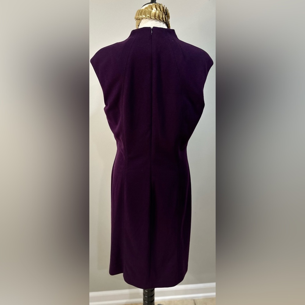 “Chaps” Ralph Lauren Women's Size 14 Sheath Sleeveless Aubergine color Dress - Picture 2 of 4